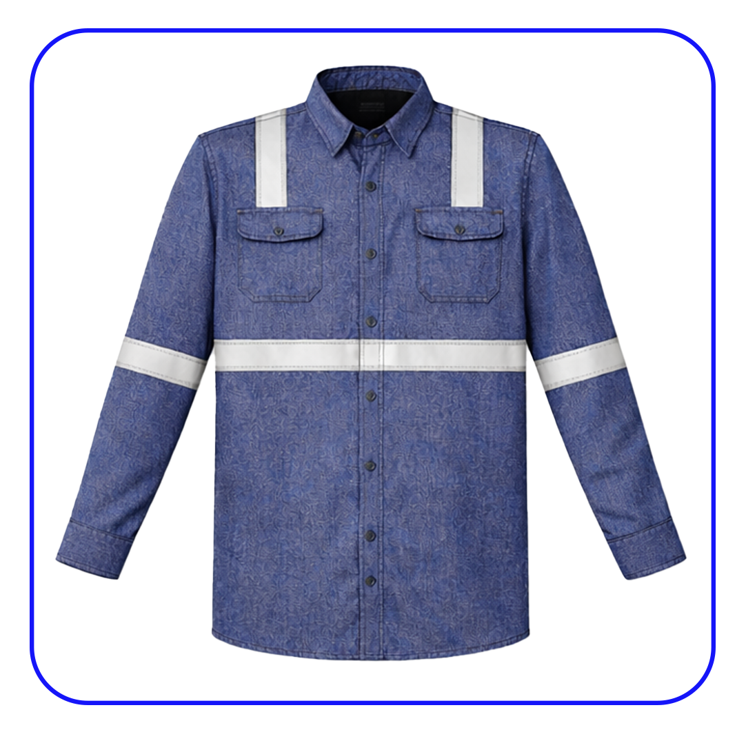 Camisa jean con forro polar y cinta reflectiva